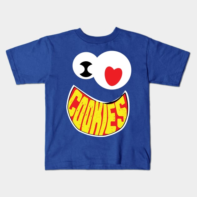 Minimalist I Love Cookies Creature Face Kids T-Shirt by PelagiosCorner